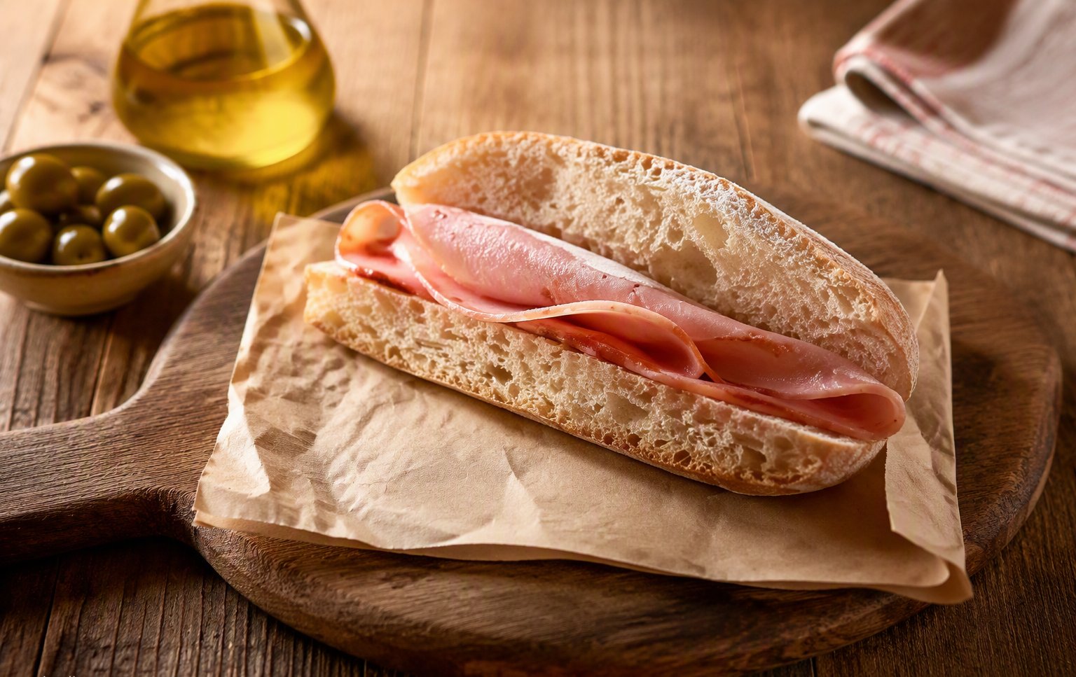 Il panino Raffaello con prosciutto crudo